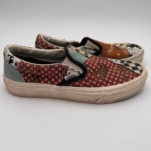 Vans Classic SlipOn Patchwork Multi Pattern Floral Checkerboard Sneakers 7W 5.5M